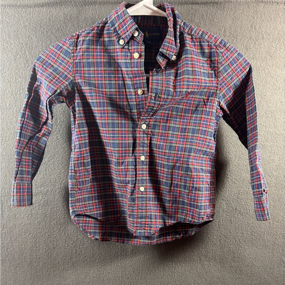 Ralph Lauren boys shirt 4t Kids Plaid Button Down Red Blue Americana school